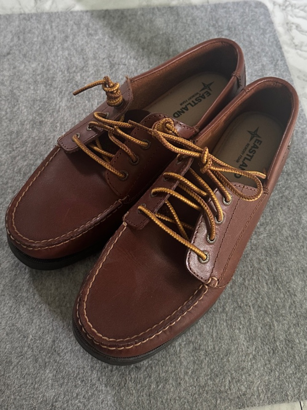 Eastland Brown Leather Boat Shoe with Tan Laces - Picture 3 of 10